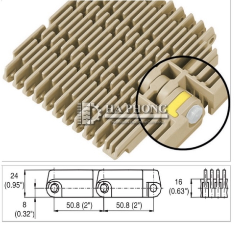 Băng tải nhựa habasit M5131 Raised Rib