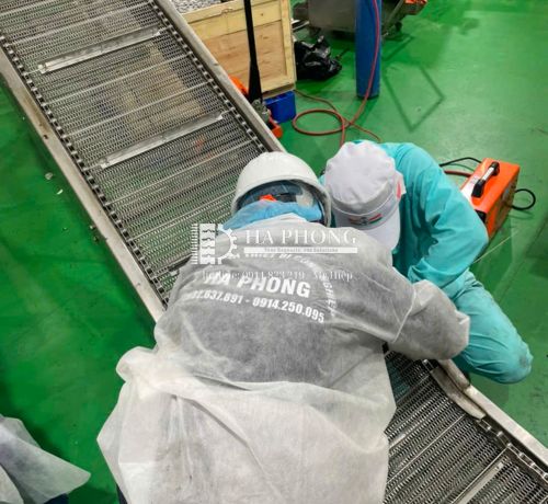 Dự Án Thực Tế: Gia công thay thế lắp đặt băng tải lưới inox cho nhà máy bánh Tiền Giang