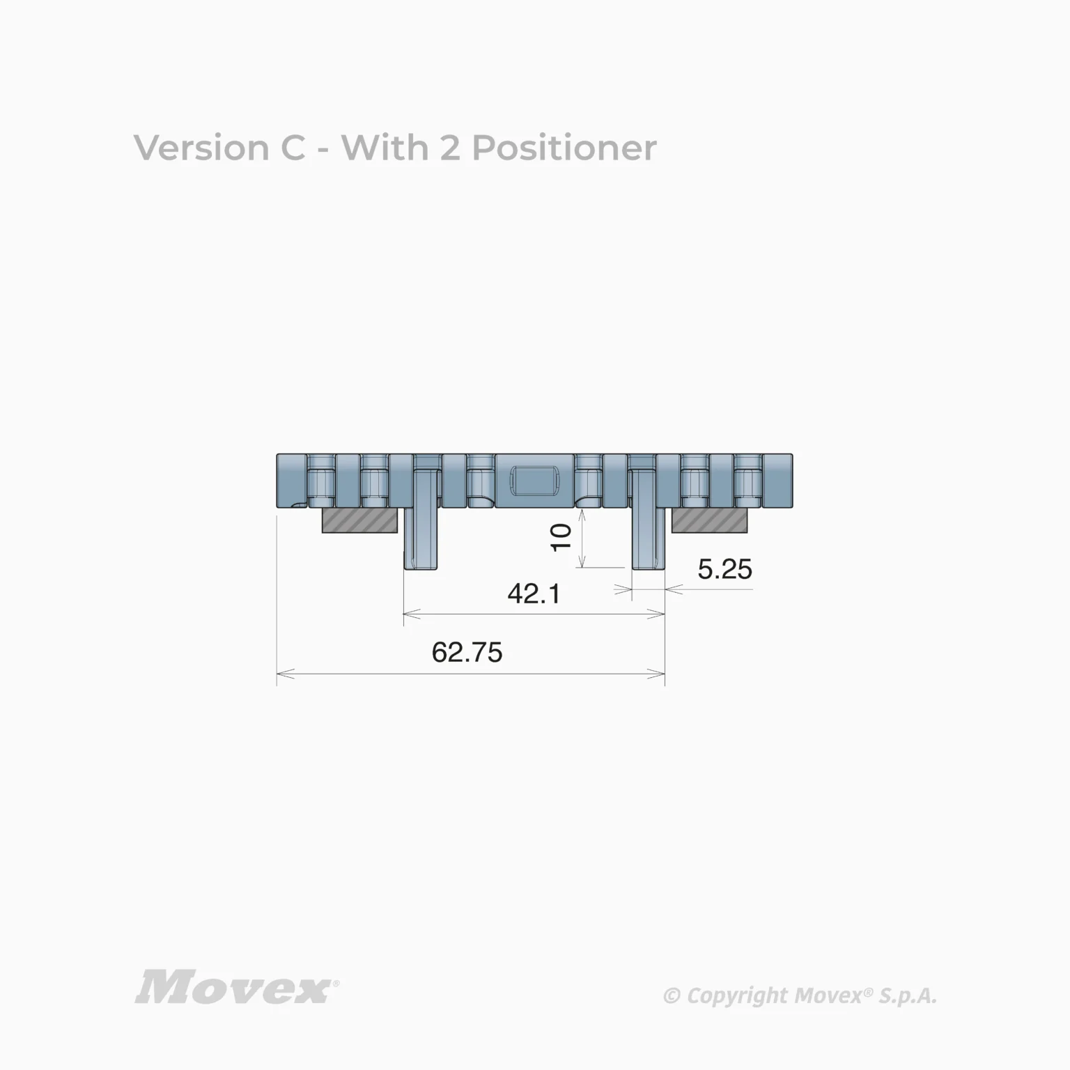 Version C - With 2 Positioner Băng tải xích nhựa Movex - Modular Belts 550 PRO Flat Top
